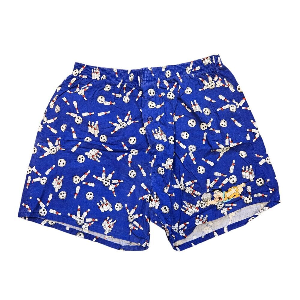 Vtg Flintstones Bowling Boxer Shorts Mens XL 1993 All Over Print Elastic Waist